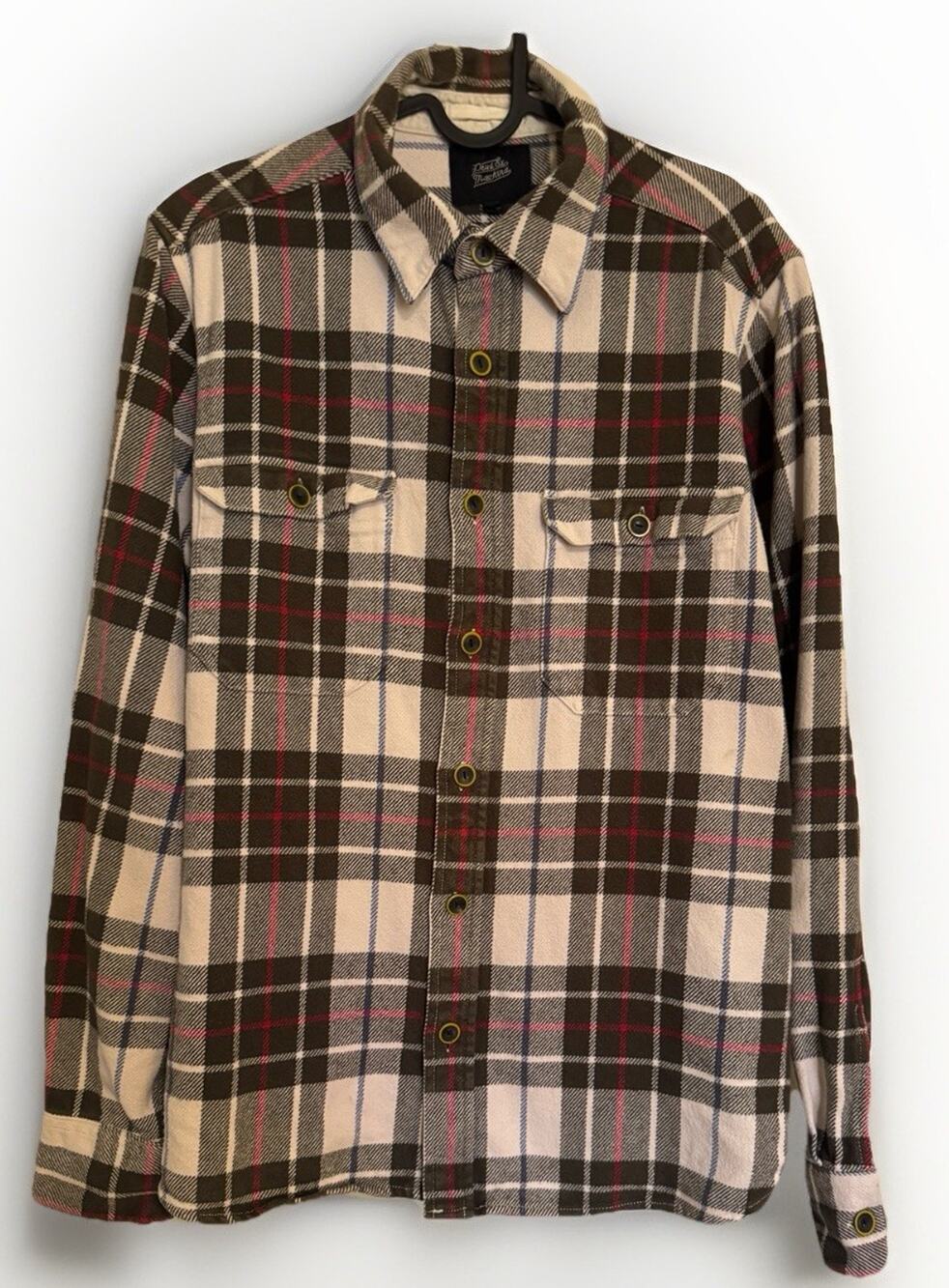 Deus Ex Machina Men Large Plaid Flannel Shirt Long Sleeve Button Up Heavyweight